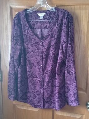 Christopher & Banks Purple Paisley Button-Front Blouse